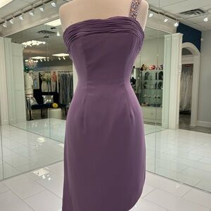 Elegant Purple One-Shoulder Dress